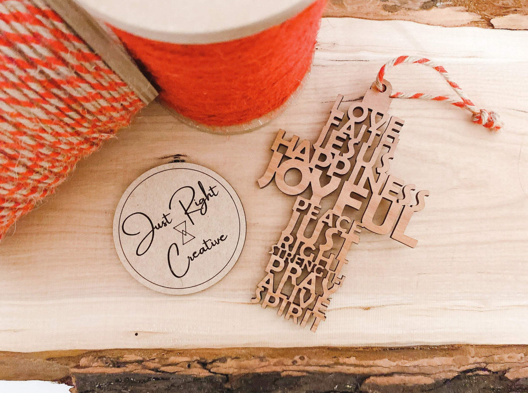 Christmas Cross Ornament -12 Blessing Words